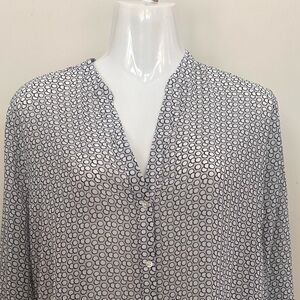 Ann Taylor Monochrome Circle Pattern Shirt